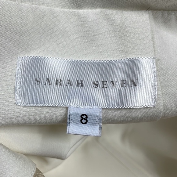 Sarah Seven Viv White Trumpet Wedding Dress Side Sheer Mesh Train Sz 8 - Picture 8 of 17